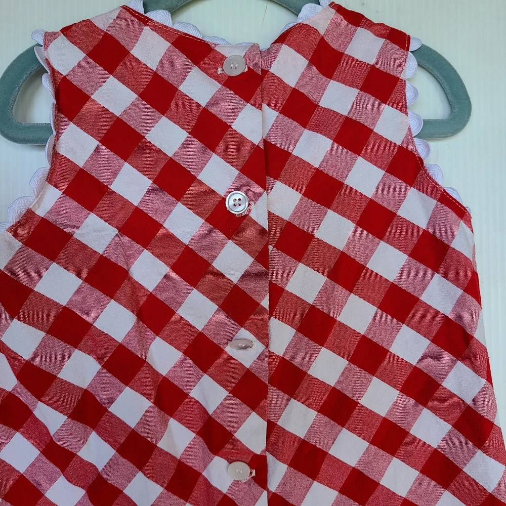VINTAGE red gingham picnic plaid summer sundress girls size 4/5